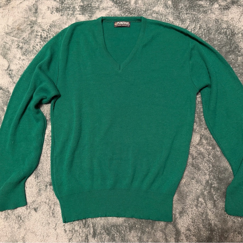 VTG 80s Puritan V Neck Tight Knit Sweater Men’s Medium 100% Orlon Acrylic USA